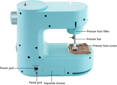 Nähmaschine für Anfänger mit Eingebautem LED-Licht und Fusspedal, Elektrische Nähmaschine, Haushalts