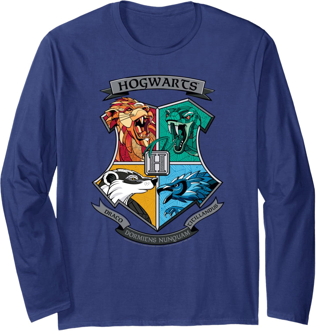 Harry Potter Mosaic Hogwarts Shield Langarmshirt