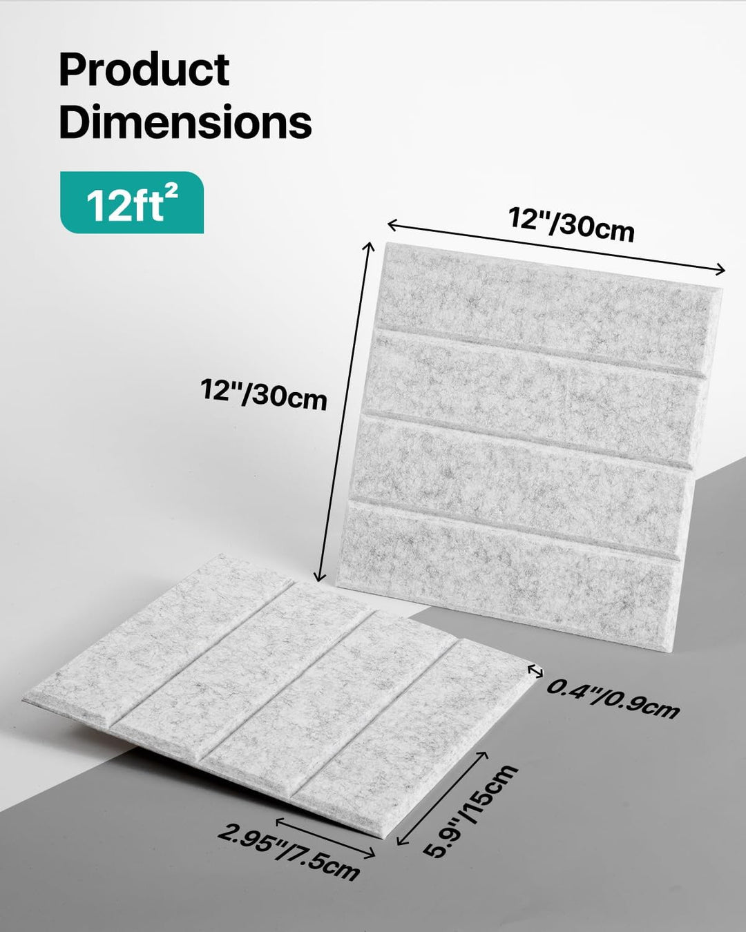 Soundsbay 12 Stück Akustikpaneele Selbstklebend, Akustikplatten aus Polyester zur Schalldämmung, 30×