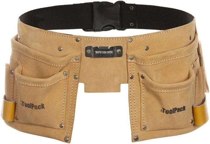 Toolpack 68112366020 Werkzeuggürtel Hobby mit 2 Taschen, Leder, mehrfarbig