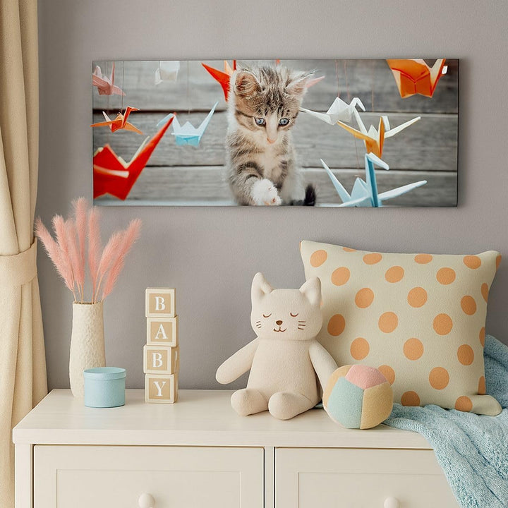 Wandbilder Dekoration Wohnzimmer Katze spass origami Panorama Bilder auf Leinwand 120x50cm Leinwandb