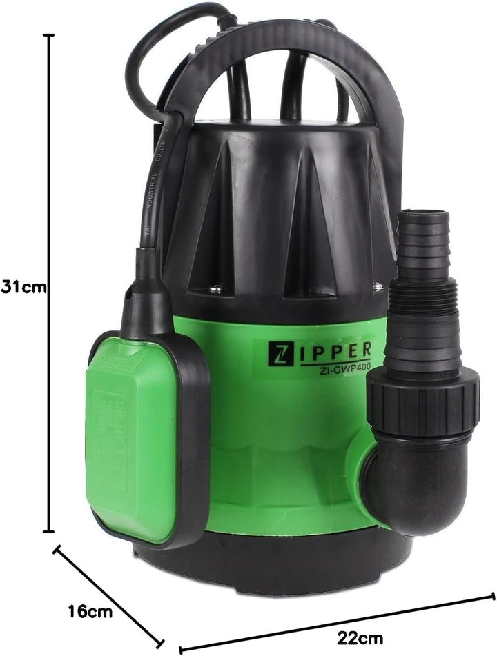 Zipper ZI-CWP400 ZI-CWP400 Flachsaugende Tauchpumpe 7.3 m³/h 7.5m