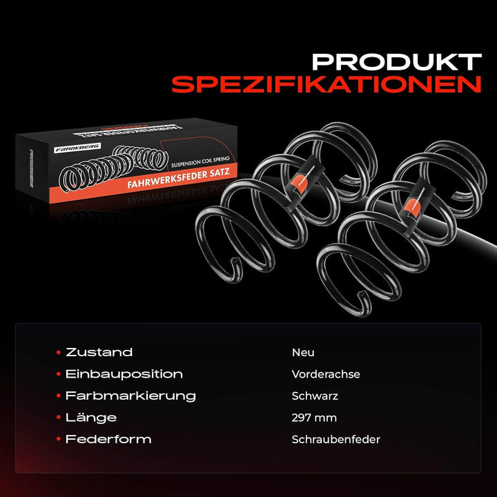 Frankberg 2x Federn Fahrwerksfeder Vorderachse Kompatibel mit Golf V 1K1 2.0L 2004-2008 Golf VI 5K1