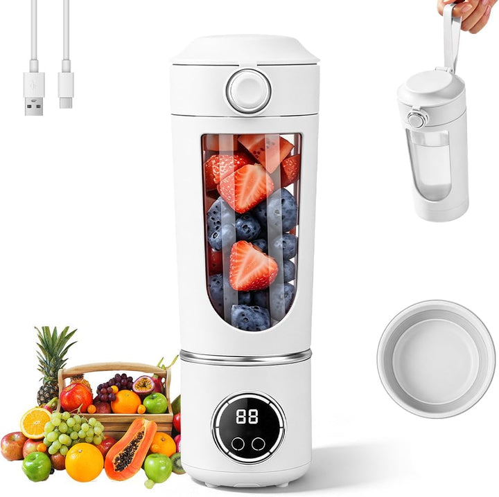 Tragbarer Mixer, 700ML Tragbarer Mixer Smoothie Maker To Go mit LED Display, 12 Klingen, Portable Bl