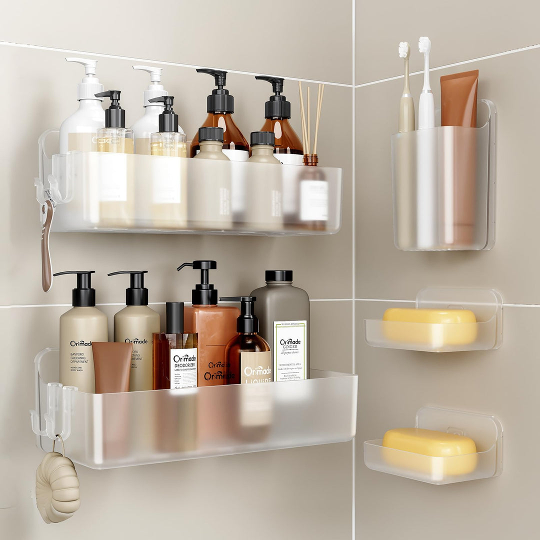 Orimade Duschablage ohne Bohren-Duschregal 5 Stück,Shampoo Halterung für Dusche Grosse Kapazität,Bad