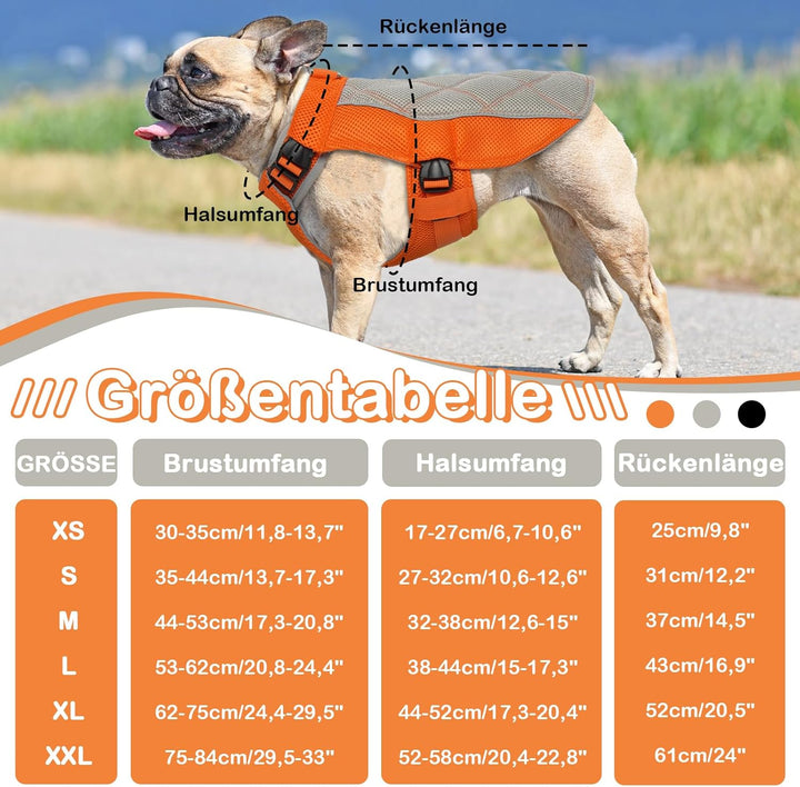 Kühlweste für Hunde, Kühlweste Hund mit D-Ringe Sommer Kühlmantel für Hunde Kühlgeschirr Atmungsakti