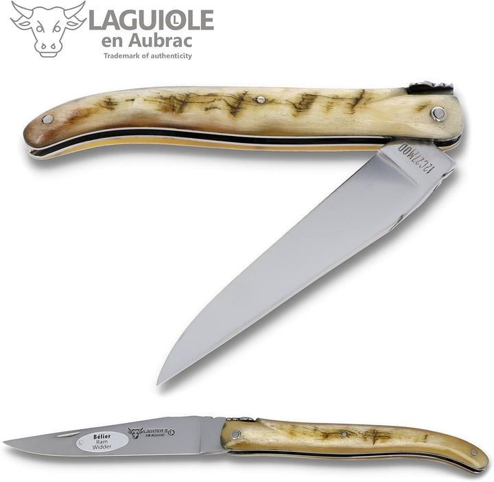 Laguiole en Aubrac Taschenmesser Griff Widderhorn mit Kruste L0512BEIF 12cm Klinge glänzend