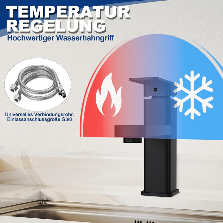 FIVMEN Wasserhahn Küche Schwarz Küchenarmatur mit Einhebelmischer Spülenarmatur Waschtischarmatur Ke