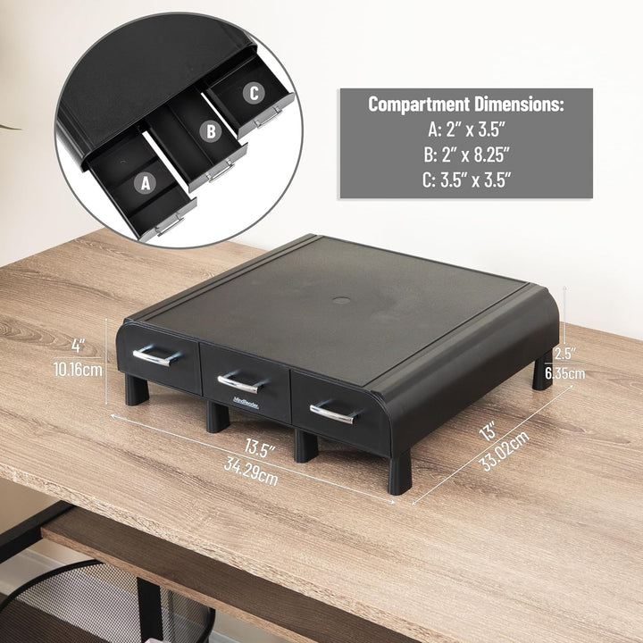Mind Reader PC, Laptop, IMAC Monitorständer und Schreibtisch-Organizer, 32,7 x 34,2 x 6,9 cm, Schwar