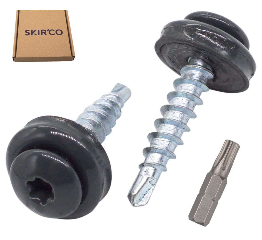 SKIR'CO (80 Stück) Metalldachschrauben 4,8 x 20 mm lackiert, selbstbohrende Schrauben mit EPDM-Unter