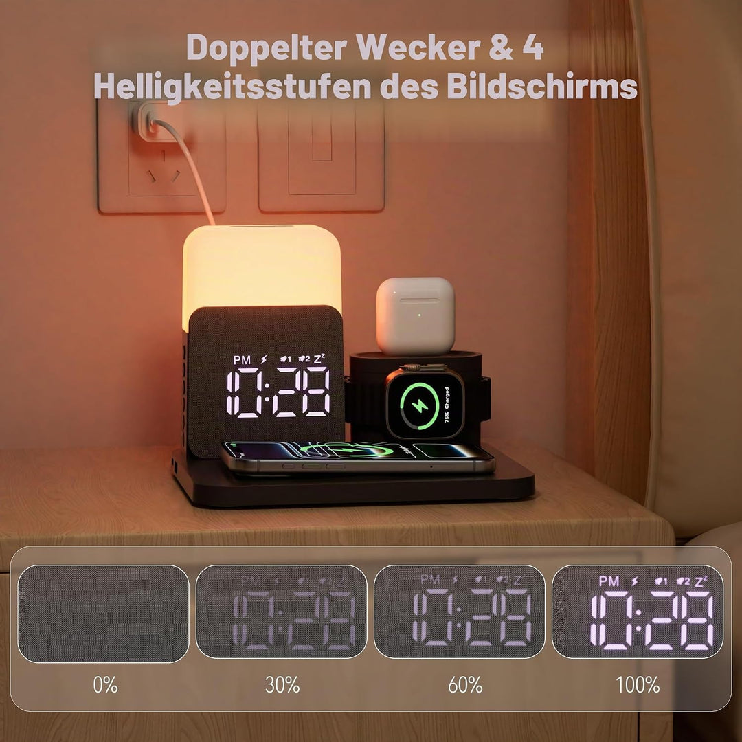 5 in 1 Induktive Ladestation für A-pple Watch und Phone 17/16/15/14-11 Serie und air-pods, 15W Wirel