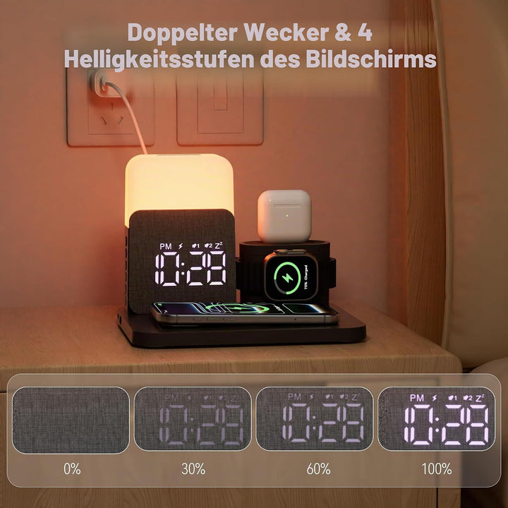5 in 1 Induktive Ladestation für A-pple Watch und Phone 17/16/15/14-11 Serie und air-pods, 15W Wirel