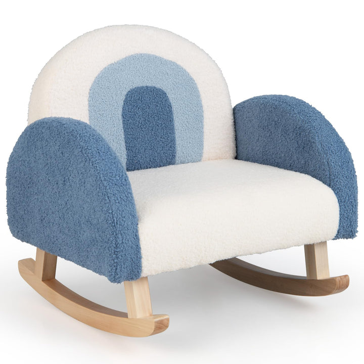 DREAMADE Kindersessel, Kindersofa aus Veloursstoff mit Rückenlehne, massiven Holzfüssen &amp; Kippsicher