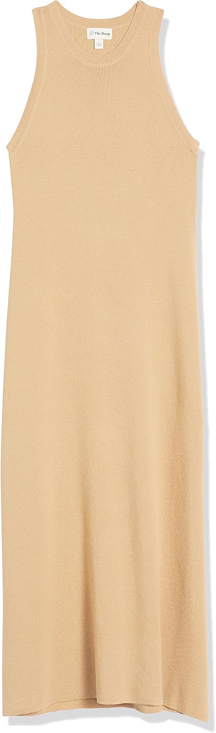 The Drop Damen Gabriela Maxikleid mit Hohem Halsausschnitt, A-Linie, Seitenschlitz Dresses XXL Curds
