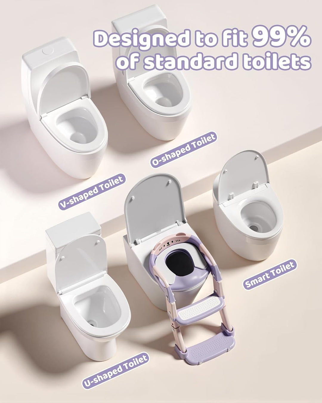 Toilettensitz Kinder mit Treppe, 3 in 1 Klappbarer Toilettenleiter für Kinder, Rutschfest und Wasser