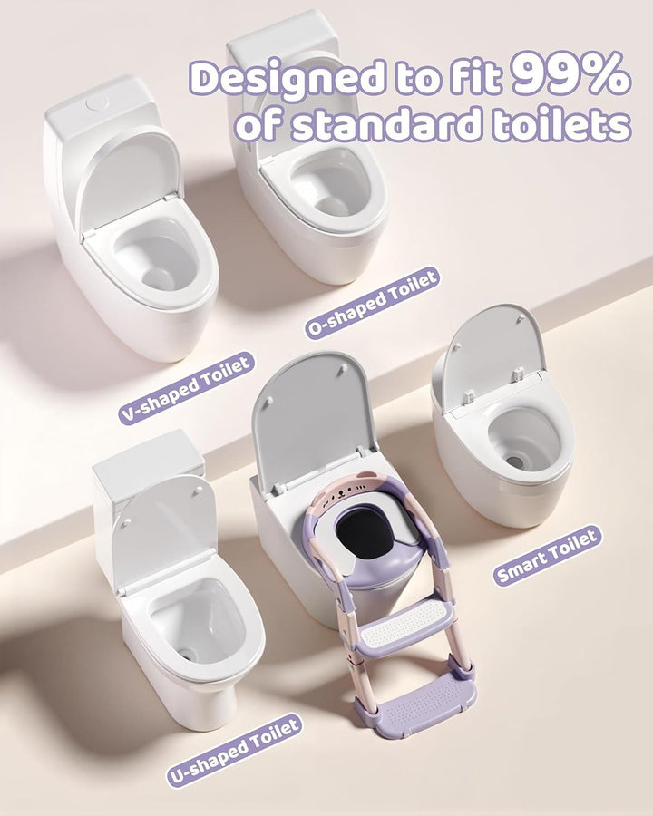 Toilettensitz Kinder mit Treppe, 3 in 1 Klappbarer Toilettenleiter für Kinder, Rutschfest und Wasser