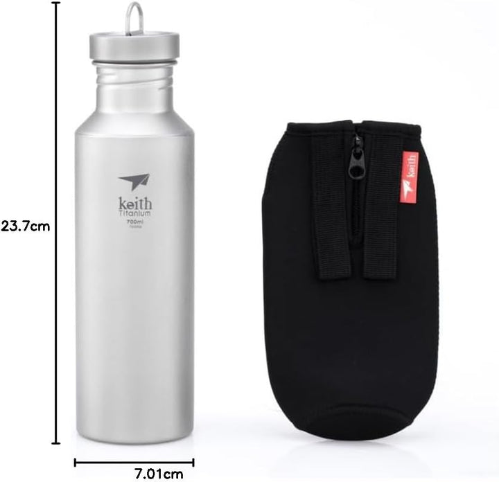Keith Titanium Wasserflasche für Outdoor Camping Titan Sport Wasserkocher 700ml, 700ml