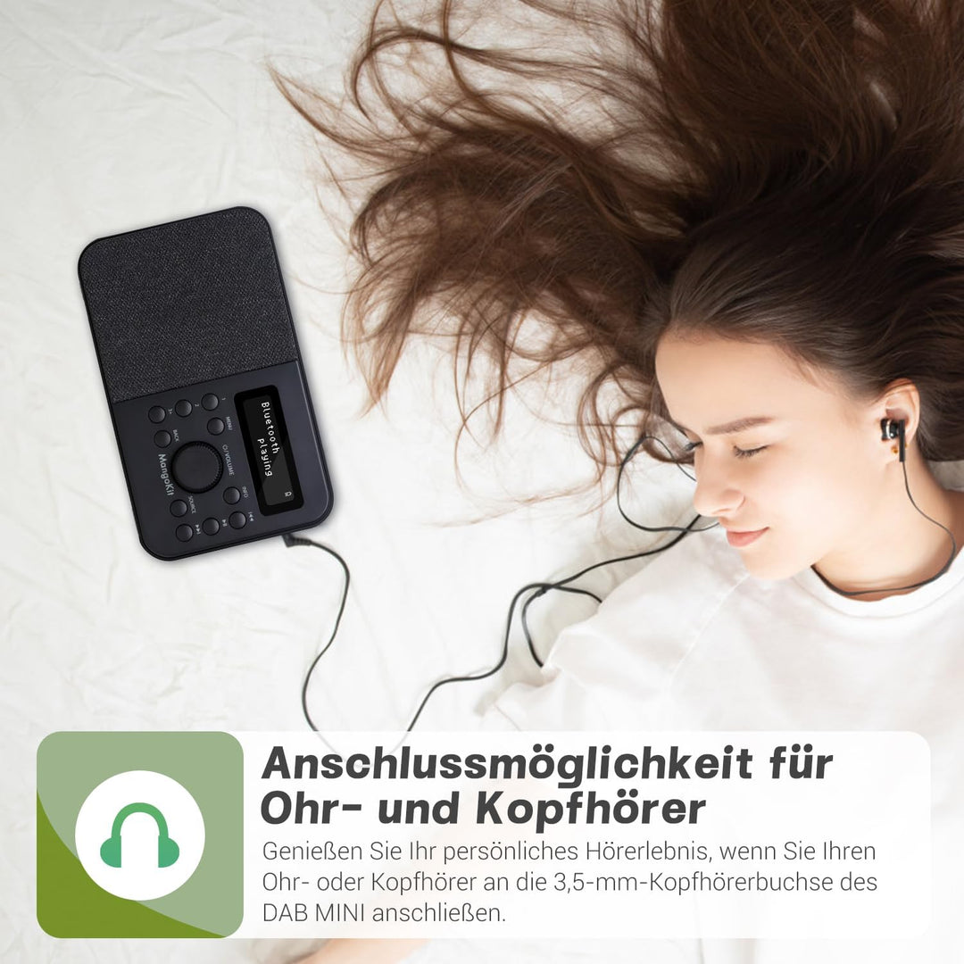 MangoKit PR2S Tragbares DAB+ Digitalradio,Küchen-FM-Radio,Bluetooth-Lautsprecher,Persönliches DAB-Ra
