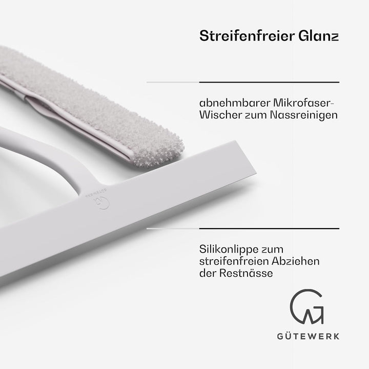 Fensterreiniger und Tuch 2 in 1, Glasreiniger 28 cm, Duschabzieher Box, Fensterreinigung waschbar, p