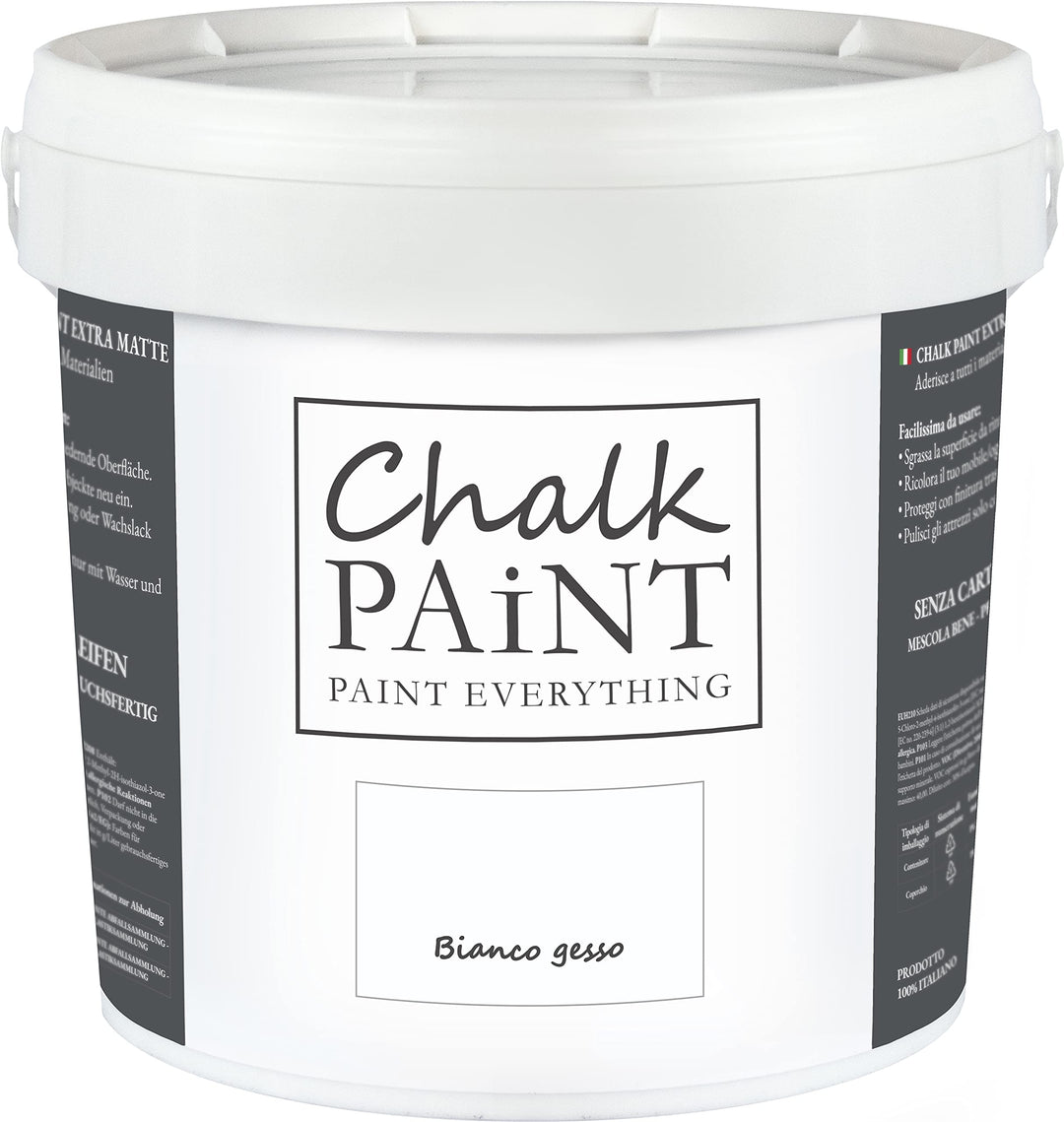 Chalk Paint Everything® Bianco Gesso Kreidefarbe Wasserbasis für Alle Oberflächen einfach zu verarbe