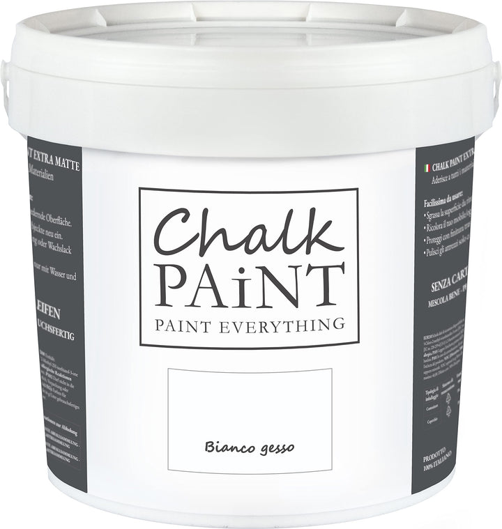 Chalk Paint Everything® Bianco Gesso Kreidefarbe Wasserbasis für Alle Oberflächen einfach zu verarbe