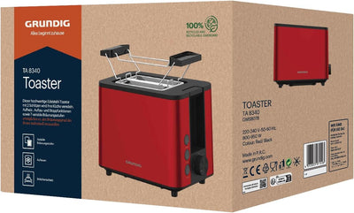 GRUNDIG TA8340 Toaster, 950 W, Rot Style 2024, Style 2024