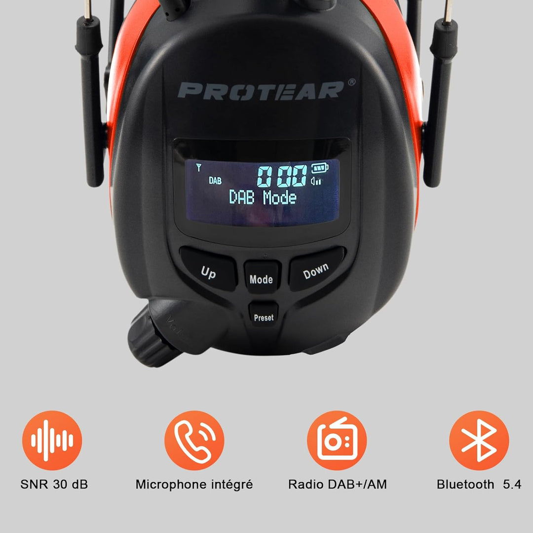 PROTEAR (Aktualisierte Versiont) Gehörschutz mit DAB + / FM-Radio und Bluetooth 5.2, kabellose Kopfh