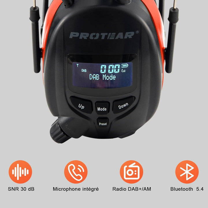 PROTEAR (Aktualisierte Versiont) Gehörschutz mit DAB + / FM-Radio und Bluetooth 5.2, kabellose Kopfh