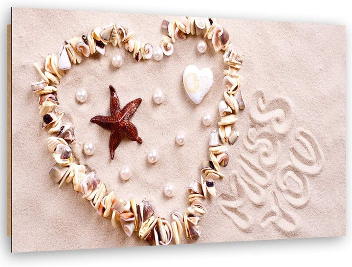 Feeby Dekobild Herz Deko Wand Kunstdruck für Wohnzimmer Beige 70x50 cm M14334 70x50 cm, M14334 70x50