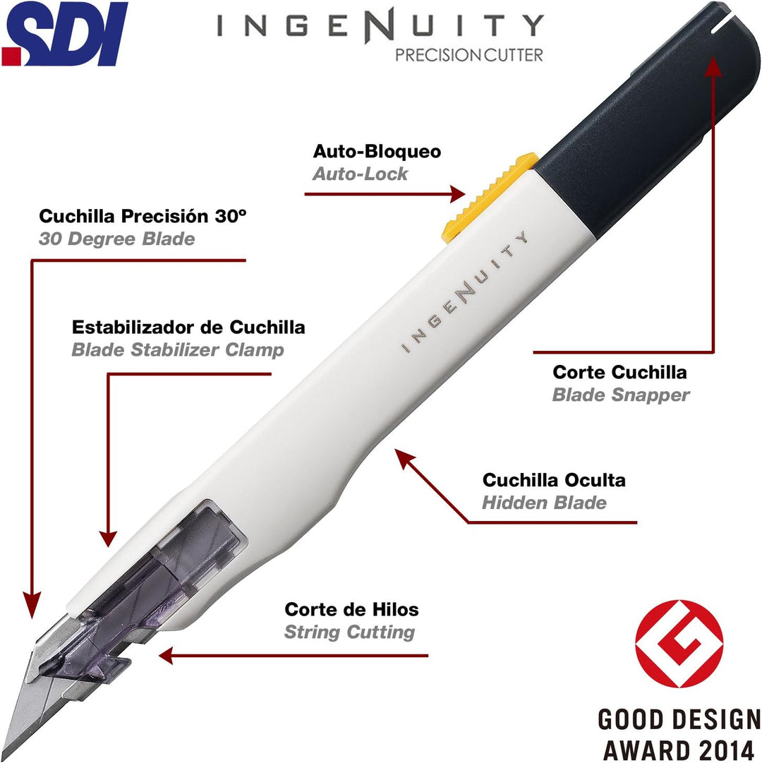 SDI - Pack Sicherheits Cutter Professionel Hohe Präzision SDI Ingenuity mit 10 Ersatzklingen Stahl S