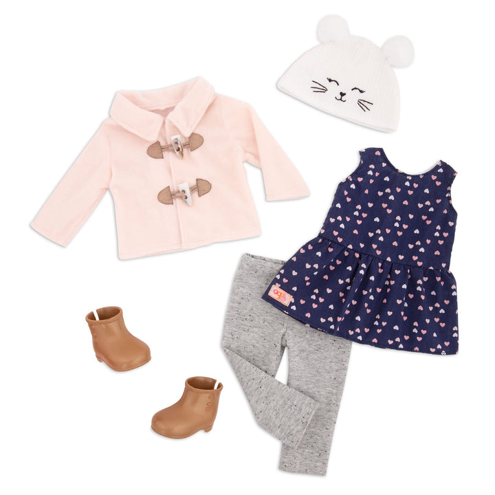 Our Generation - Cheerfully Chilly - Outdoor-Outfit - Duffle Coat - 46 cm Puppenkleidung - Vorgetäus
