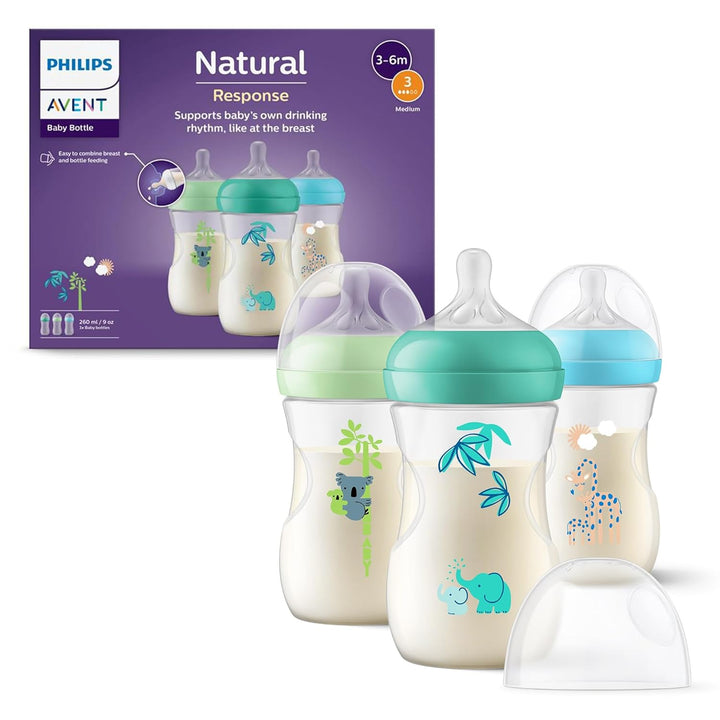 Philips Avent Natural Response Babyfläschchen mit 260 ml und Saugern mit mittlerem Nahrungsfluss (Du