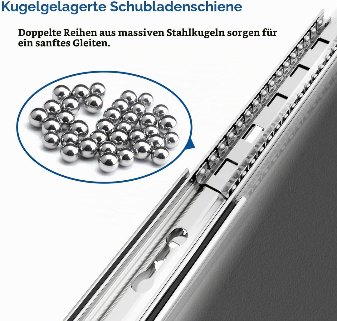 VADANIA Schubladenschienen mit Schloss 300mm, 120kg Tragfähigkeit Schwerlast Vollauszug-Kugellager S