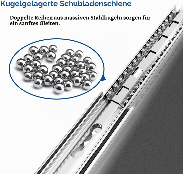 VADANIA Schubladenschienen mit Schloss 300mm, 120kg Tragfähigkeit Schwerlast Vollauszug-Kugellager S