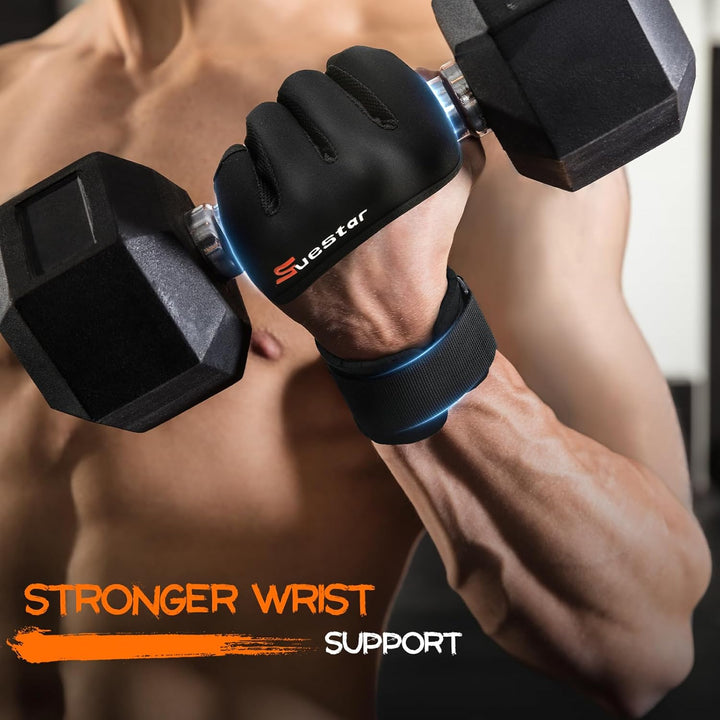 SueStar Workout Gloves, Starke Leder-Polster-Weightlifting-Handschuhe mit Handgelenksupport, vollstä