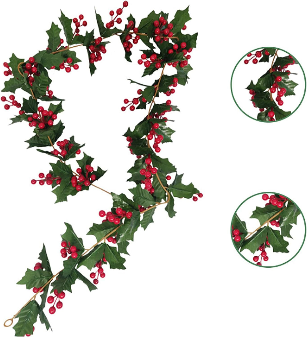 TIAVNTD Weihnachtsgirlande,rote Beerengirlande,170 cm,künstliche Stechpalme und Beeren,Weihnachtsgir