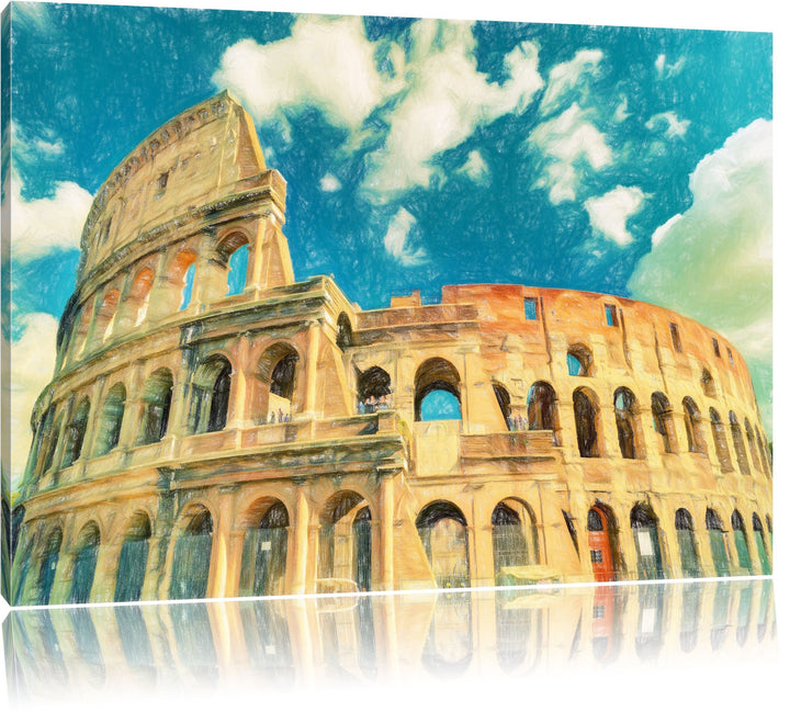 Pixxprint Colosseum bei Tag in Rom als Leinwandbild/Grösse: 100x70 / Wandbild/Kunstdruck/fertig besp