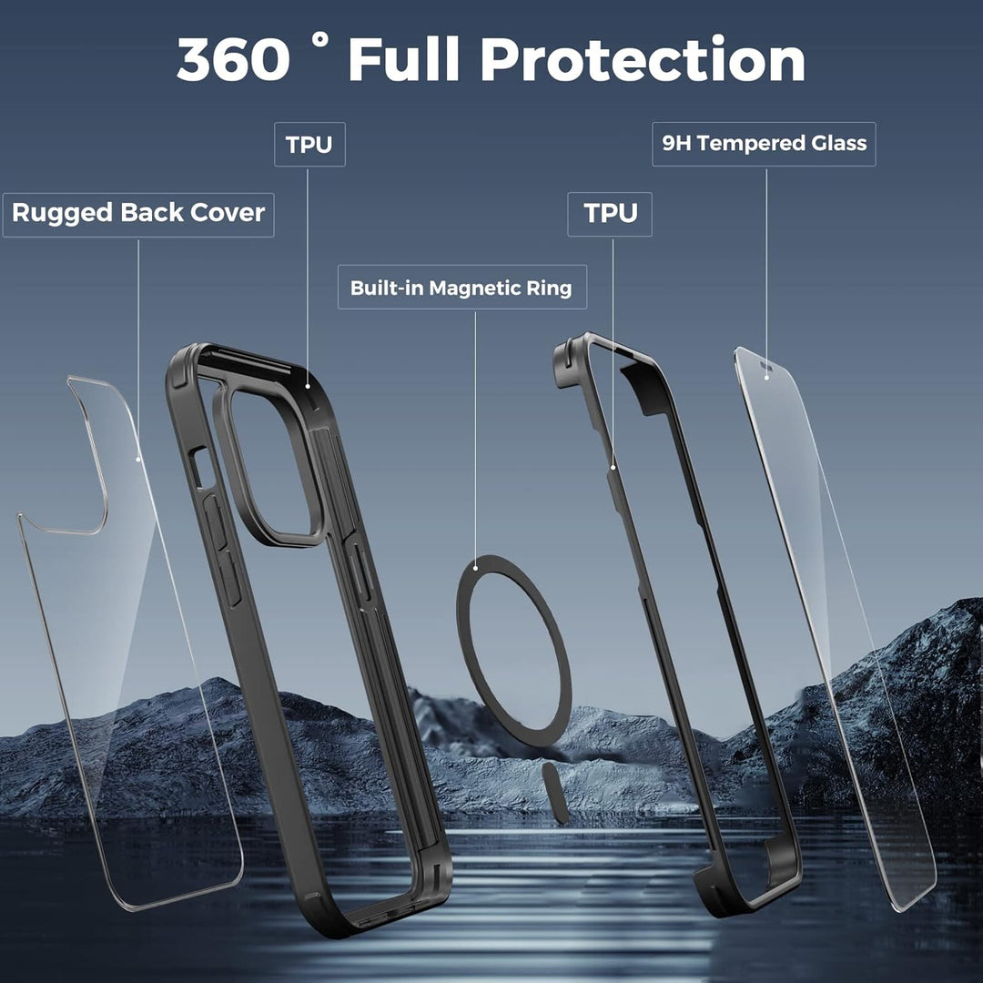 Holidi iPhone 14 Pro Max Hülle für Magsafe, 360 Grad Hülle, Handyhülle Schutzhülle mit Eingebautem 9