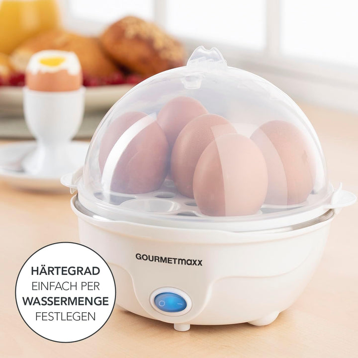 GOURMETmaxx Eierkocher für bis zu 7 Eier | Elektrischer und energiesparender Egg Cooker für individe