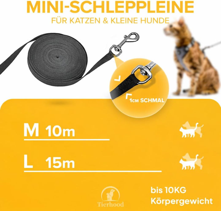 Schleppleine 10m / 15m für Katzen - Katzenleine - extra leichte Leine für Katzen - Cat Leash - Katze