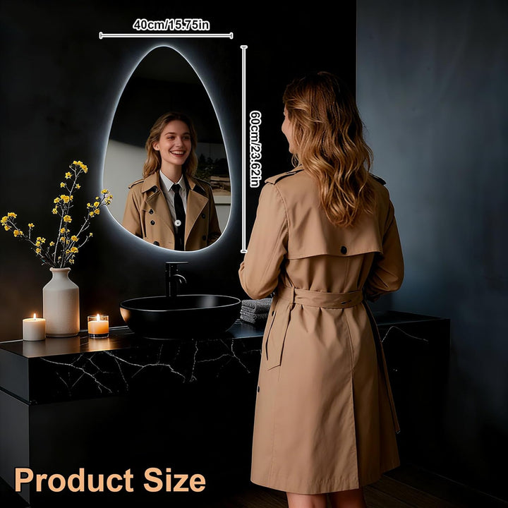 Rund Badezimmer Wandspiegel, Badspiegel Mit Beleuchtung, Spiegel mit LED Licht, Touch Schalter und 3