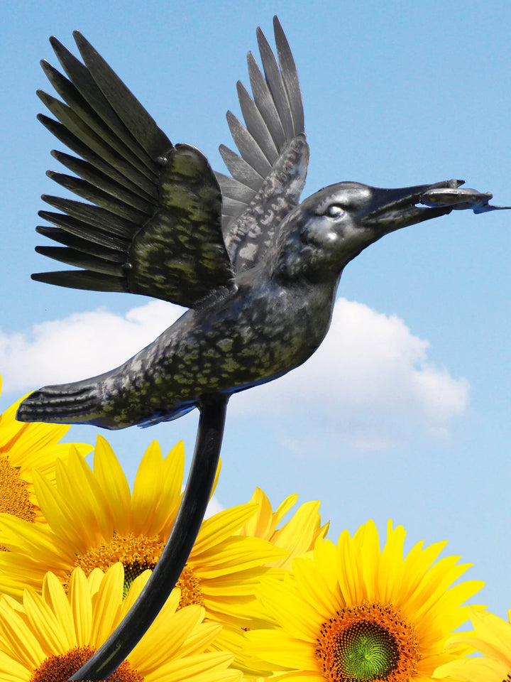 Pommerntraum ® | Edelstahl Regenmesser Niederschlagsmesser Pluviometer Vogel hochwertige Gartendeko
