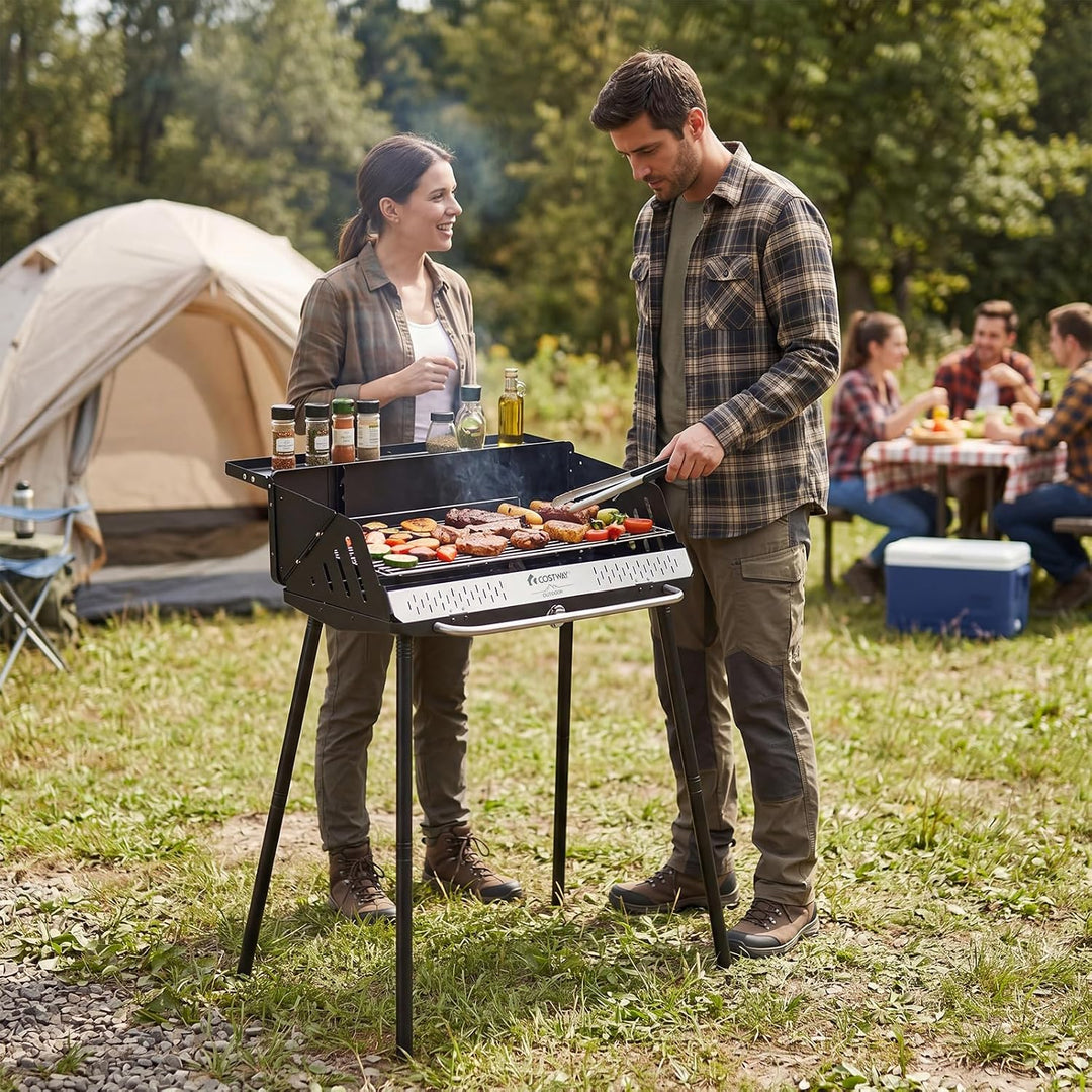 COSTWAY Holzkohlegrill tragbar, Tischgrill &amp; Standgrill, 47 x 81 x 85 cm | Campinggrill mit abnehmba