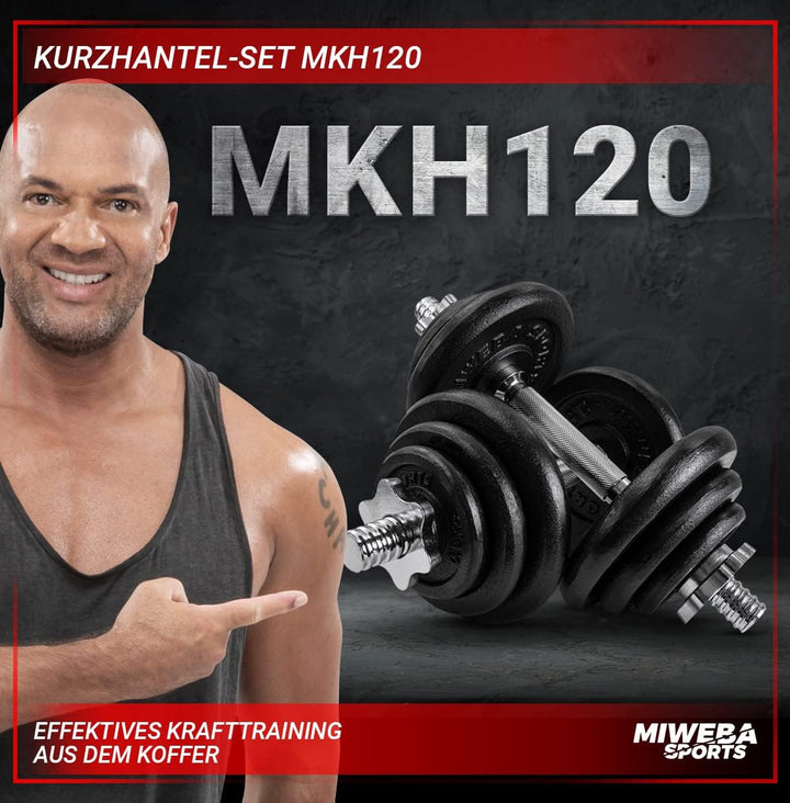 Miweba Sports Hantelset MKH120 | 20kg - 𝐏𝐫𝐨𝐟𝐢 Hanteln mit Koffer - Frauen und Männer - Hantel Set -