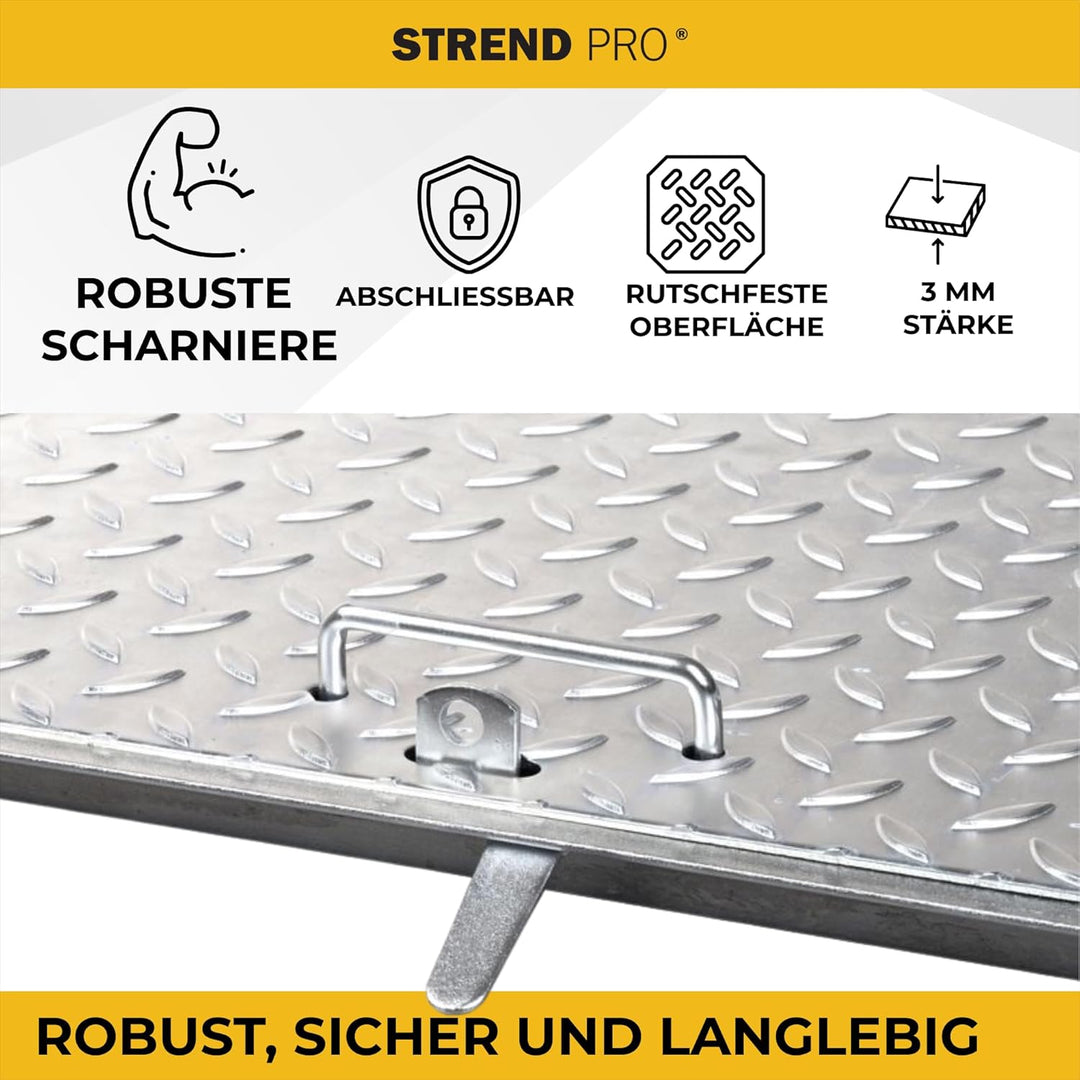 STREND PRO Schachtabdeckung 60x60 cm - 3mm Metall Schachtdeckel 600x600 | Begehbar, UV-beständig, Ab