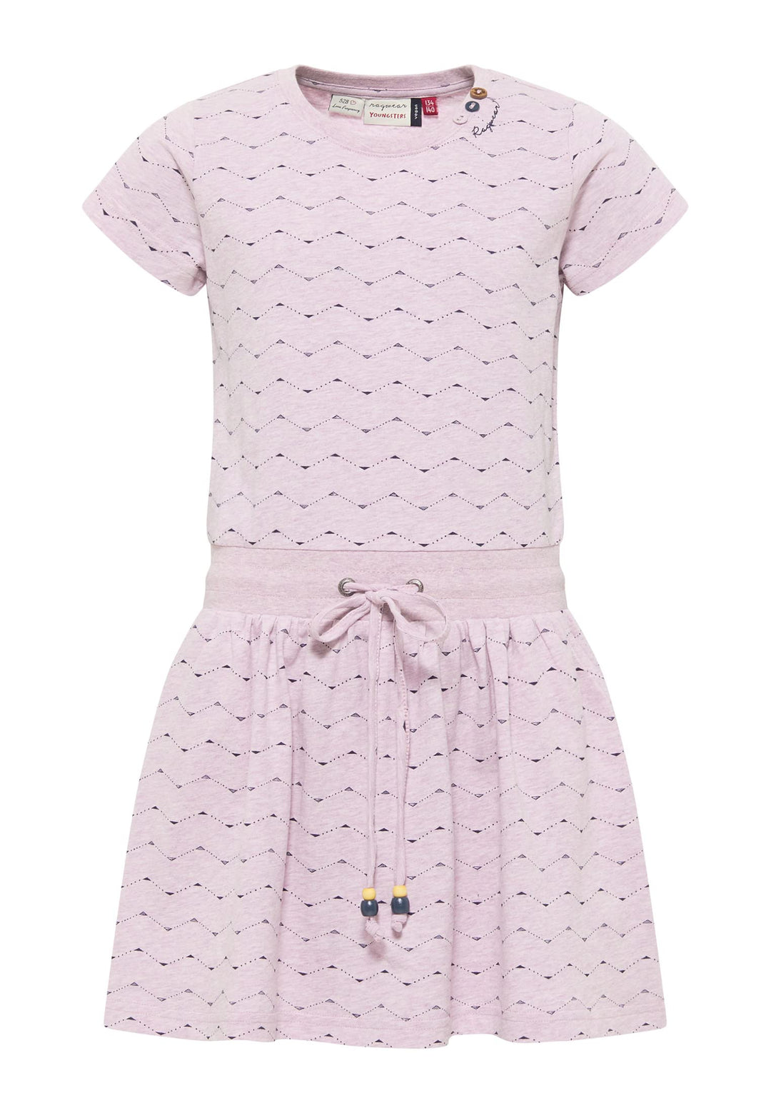 Ragwear Mädchen Kleid MAGY Zig ZAG Sommerkleid in sommerlichen Farben aus weicher Baumwolle, 128 Lil