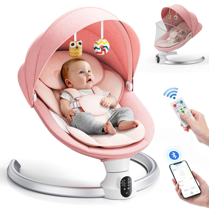 Babywippe, Babyschaukel Elektrisch mit Kabel und mit Bluetooth, Elektronisch Baby Schaukelsitz Babyw