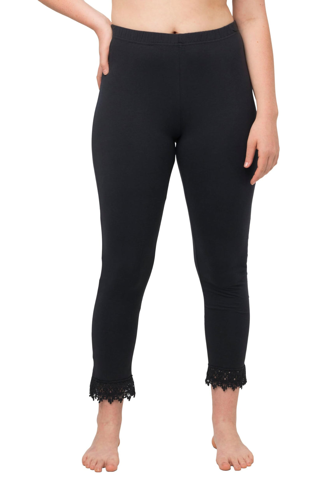 Ulla Popken Damen Leggings, Schwarz