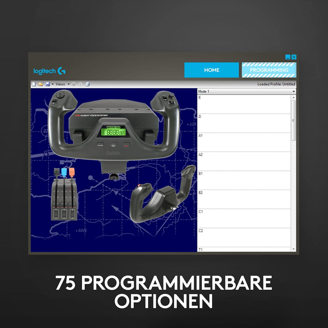 Logitech G Saitek Pro Flight Yoke System, Steuerhorn und Schubregler für Flug Simulatoren, Throttle