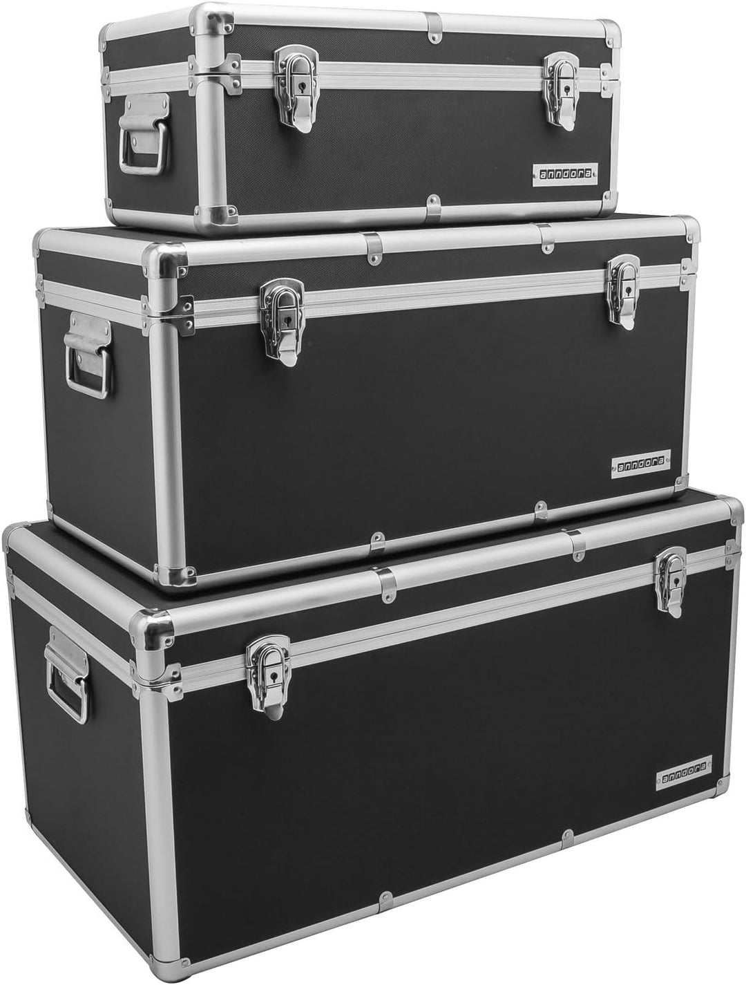 ANNDORA SHOPPING-WELTEN Aluminium-Rahmenkoffer Transport-Box, Koffer in Schwarz mit 155 Liter Volume